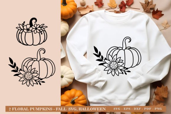2 Floral Pumpkins SVG - Fall, Halloween