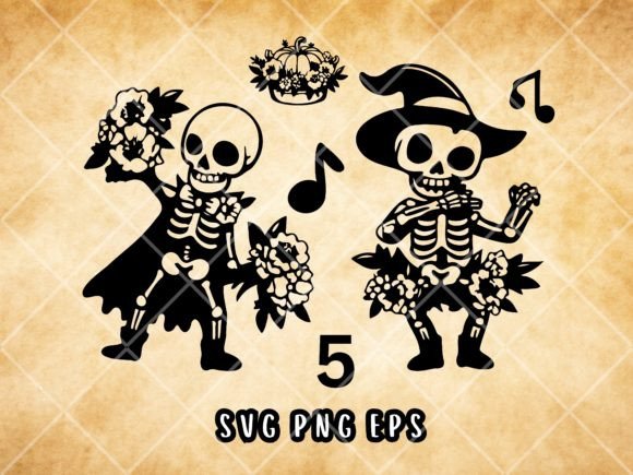 Dancing Floral Skeleton SVG