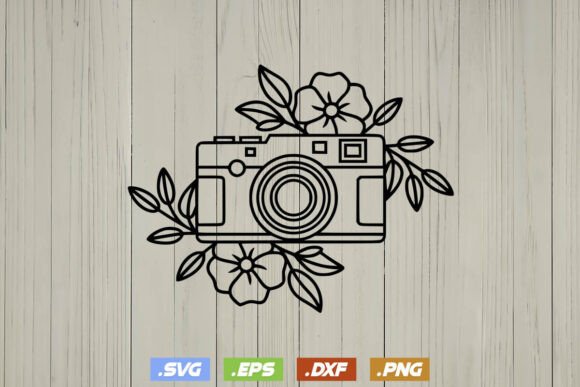 Floral Camera Svg for Embroidery Projects
