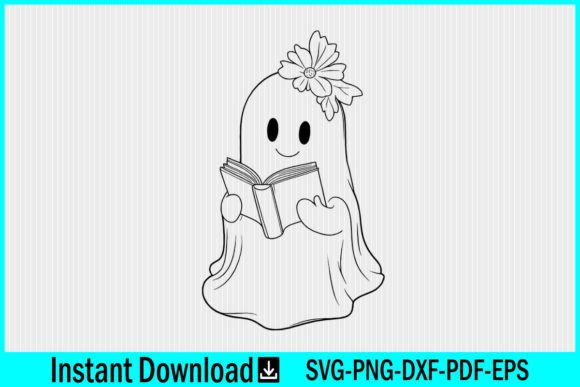 Ghost Reading Book SVG Floral Ghost SVG Review