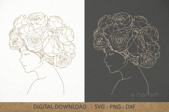 Woman Floral Beauty SVG, Rose Flowers Review